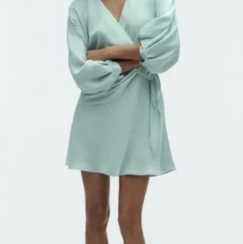 Zara Elegant Mint Green Wrap Dress